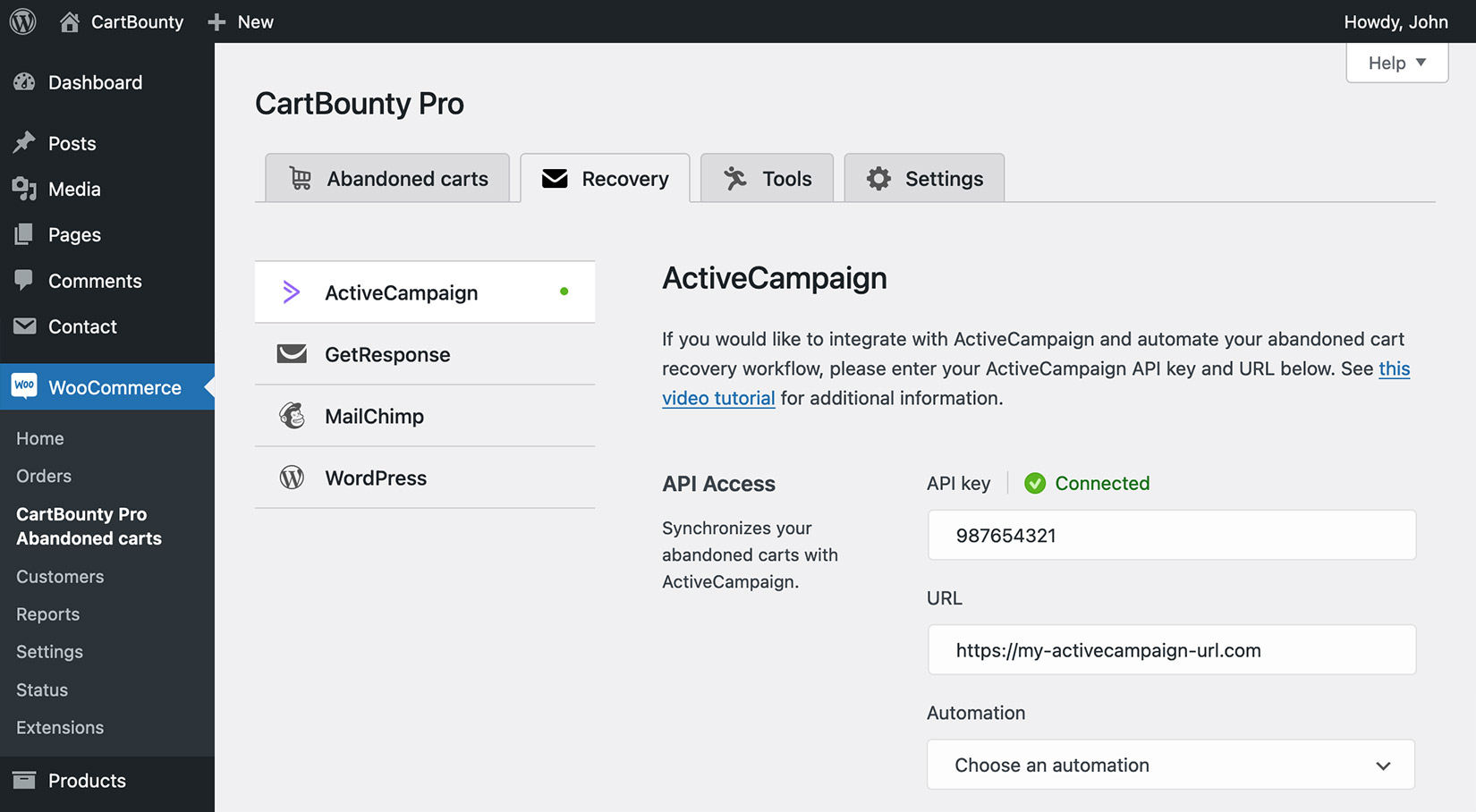 Successful integration with ActiveCampaign