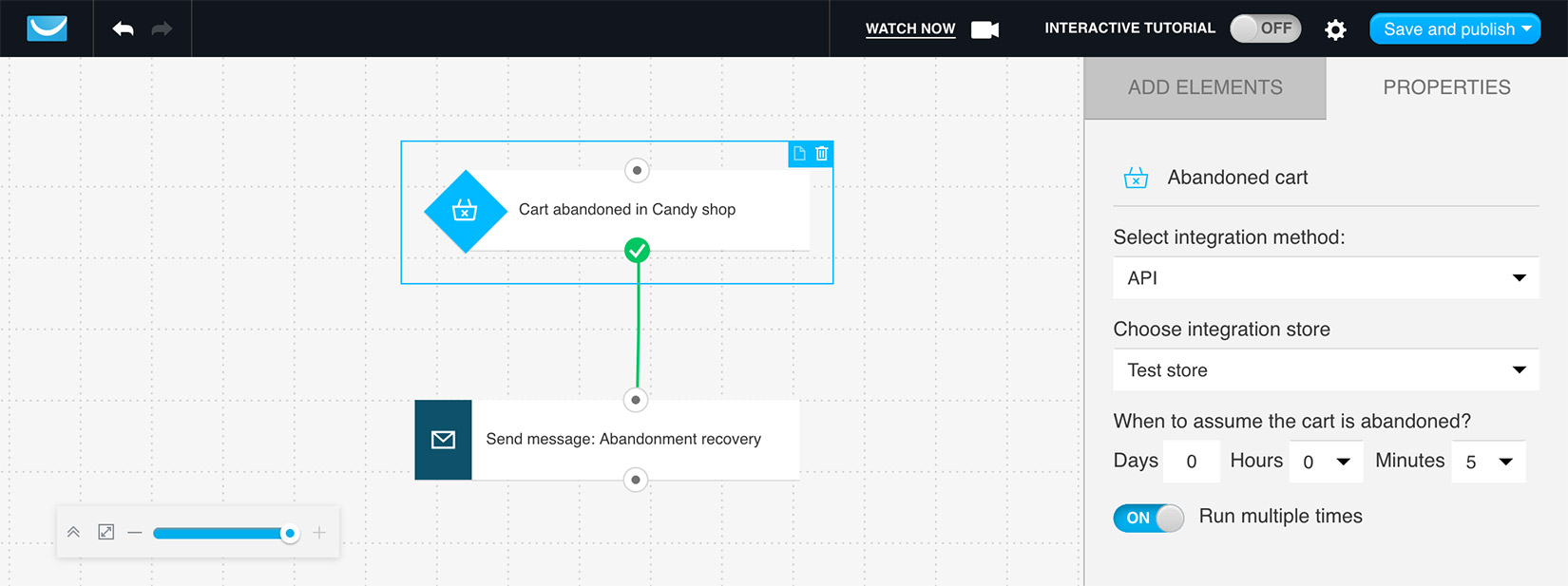 Abandoned cart recovery automation example in GetResponse